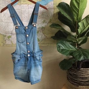 Divided Jean Overall Shorts
